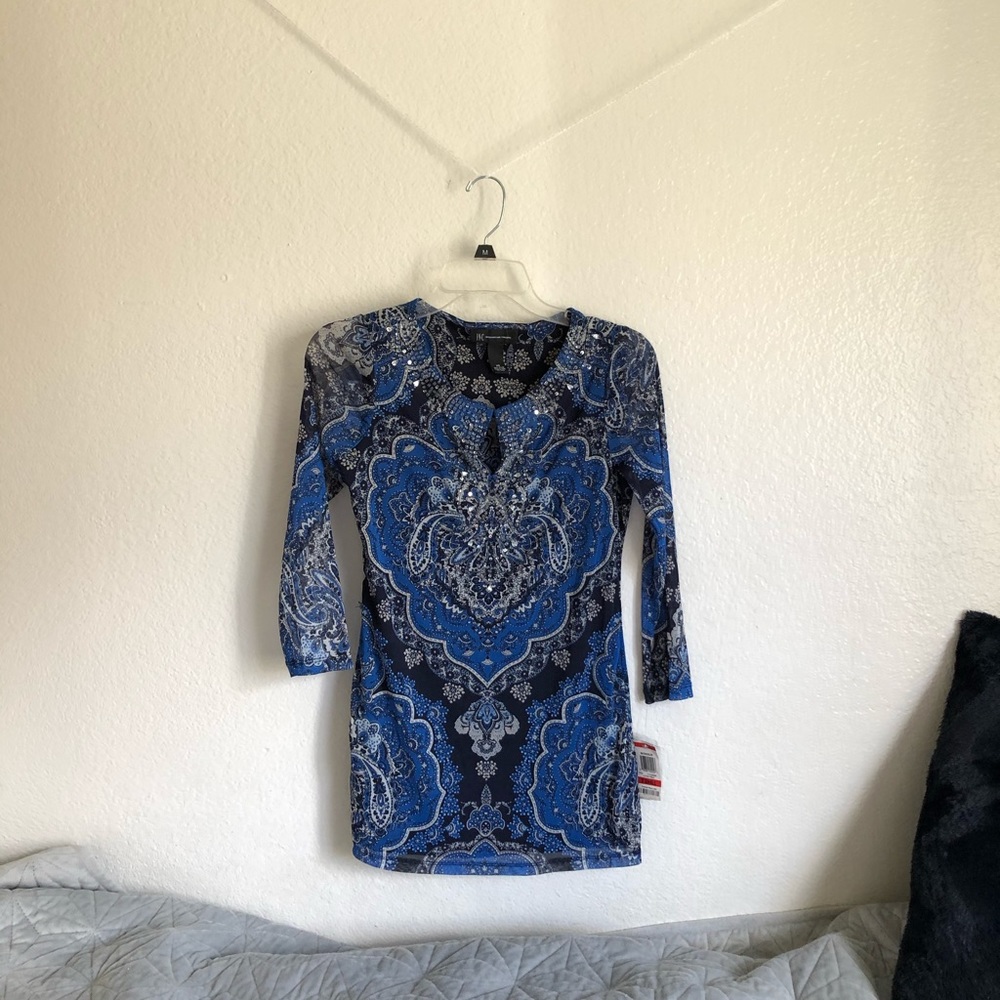 Blue Beaded Blouse